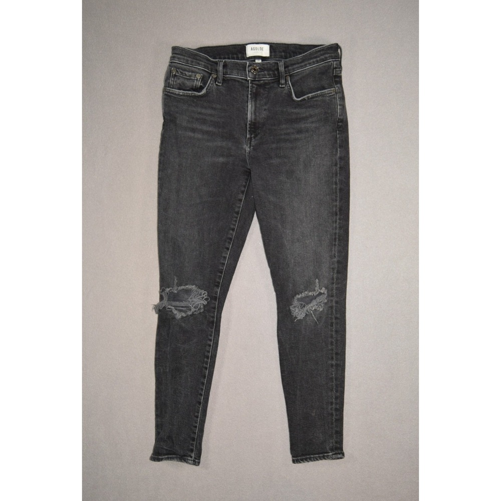 Agolde Jeans Womens 28 Faded Black Sophie Skinny Distressed Denim Stretch
